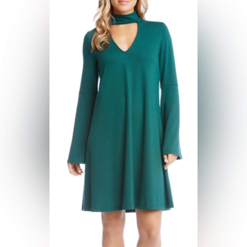 Elegant Emerald Long Sleeve Karen Kane Mock Neck Stretch Sweater Knit size M